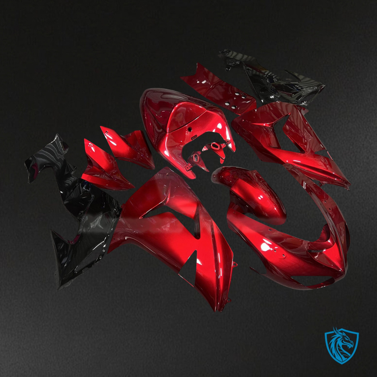 Kawasaki ZX10R (2006-2007) Gloss Red & Black Fairing Kit - Aftermarket ABS Bodywork