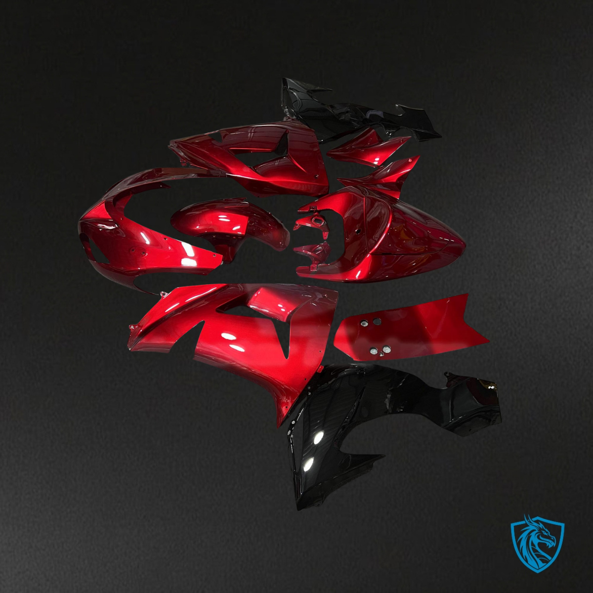 Kawasaki ZX10R (2006-2007) Gloss Red & Black Fairing Kit - Aftermarket ABS Bodywork