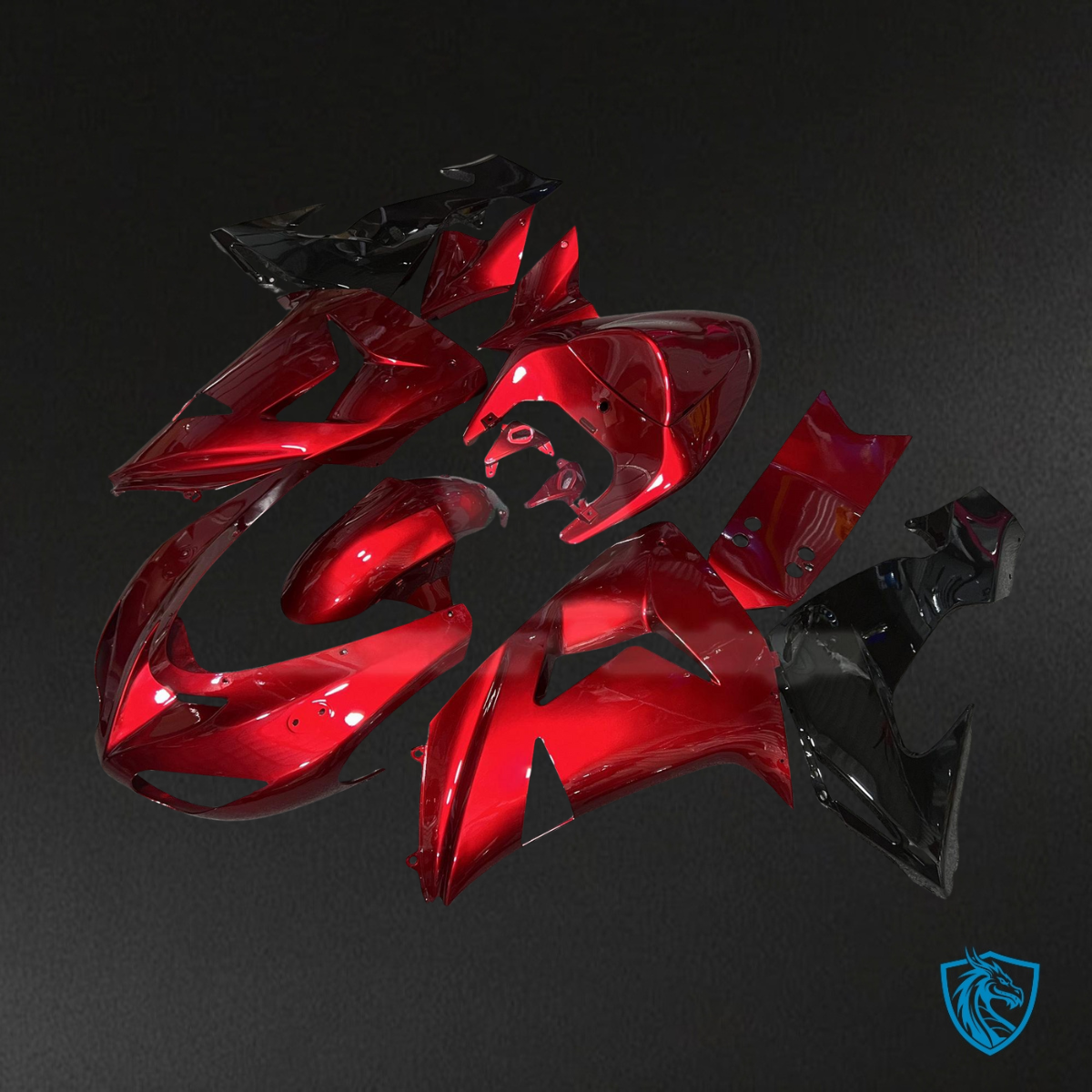 Kawasaki ZX10R (2006-2007) Gloss Red & Black Fairing Kit - Aftermarket ABS Bodywork