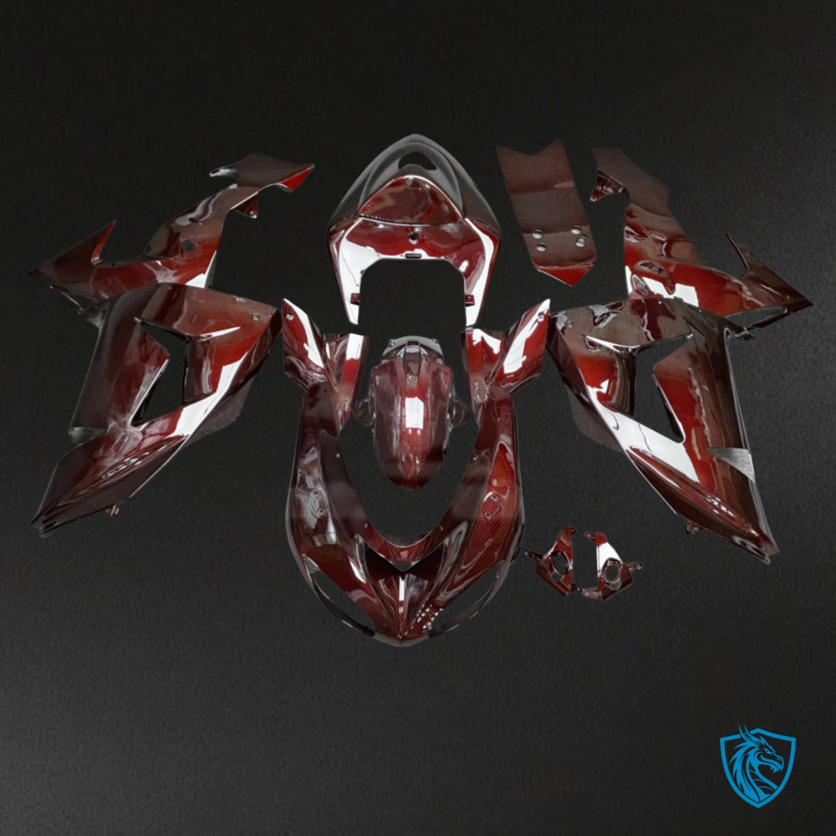 Kawasaki ZX10R (2006-2007) Gloss Red & White Carbon Fiber Style Fairing Kit | ABS Bodywork