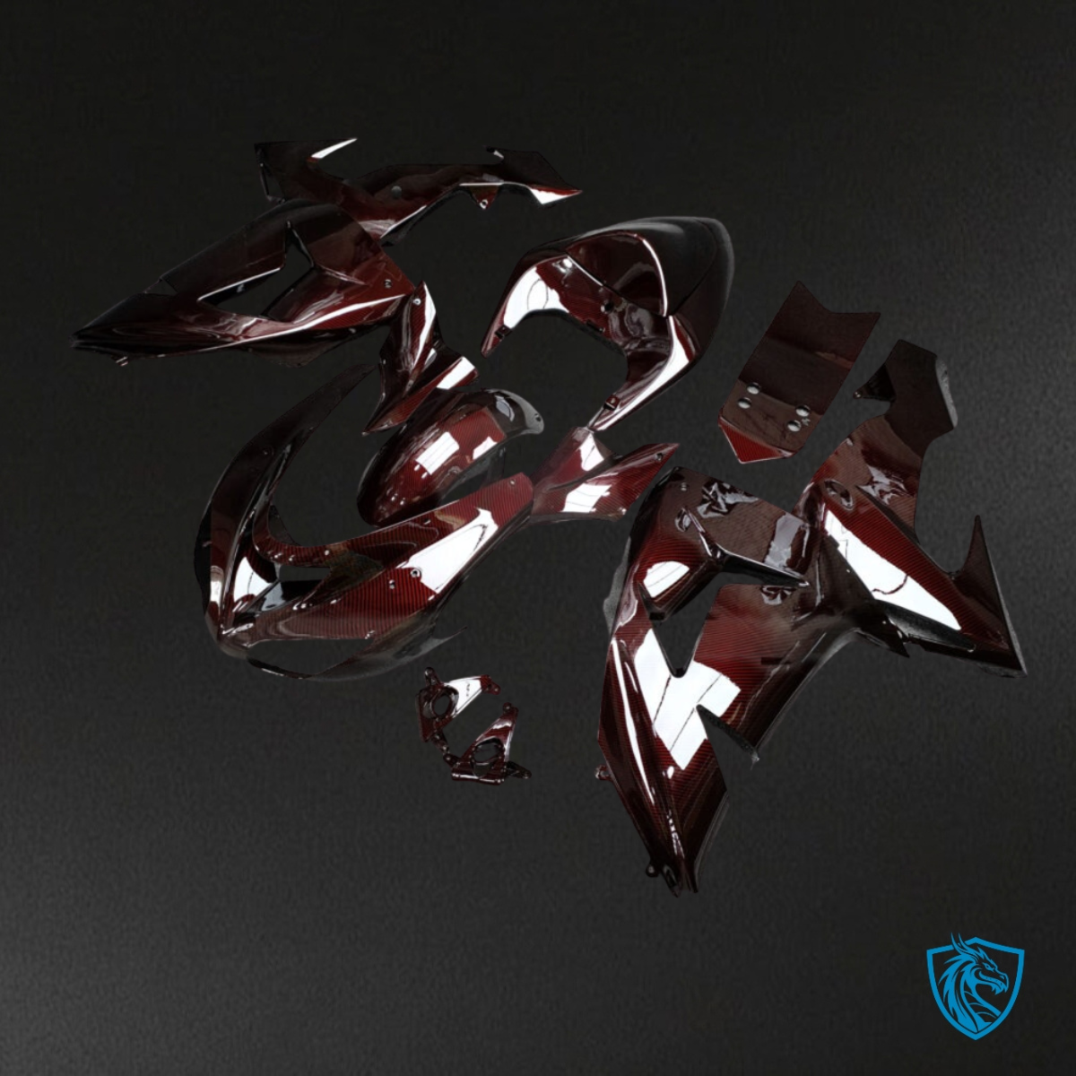 Kawasaki ZX10R (2006-2007) Gloss Red & White Carbon Fiber Style Fairing Kit | ABS Bodywork
