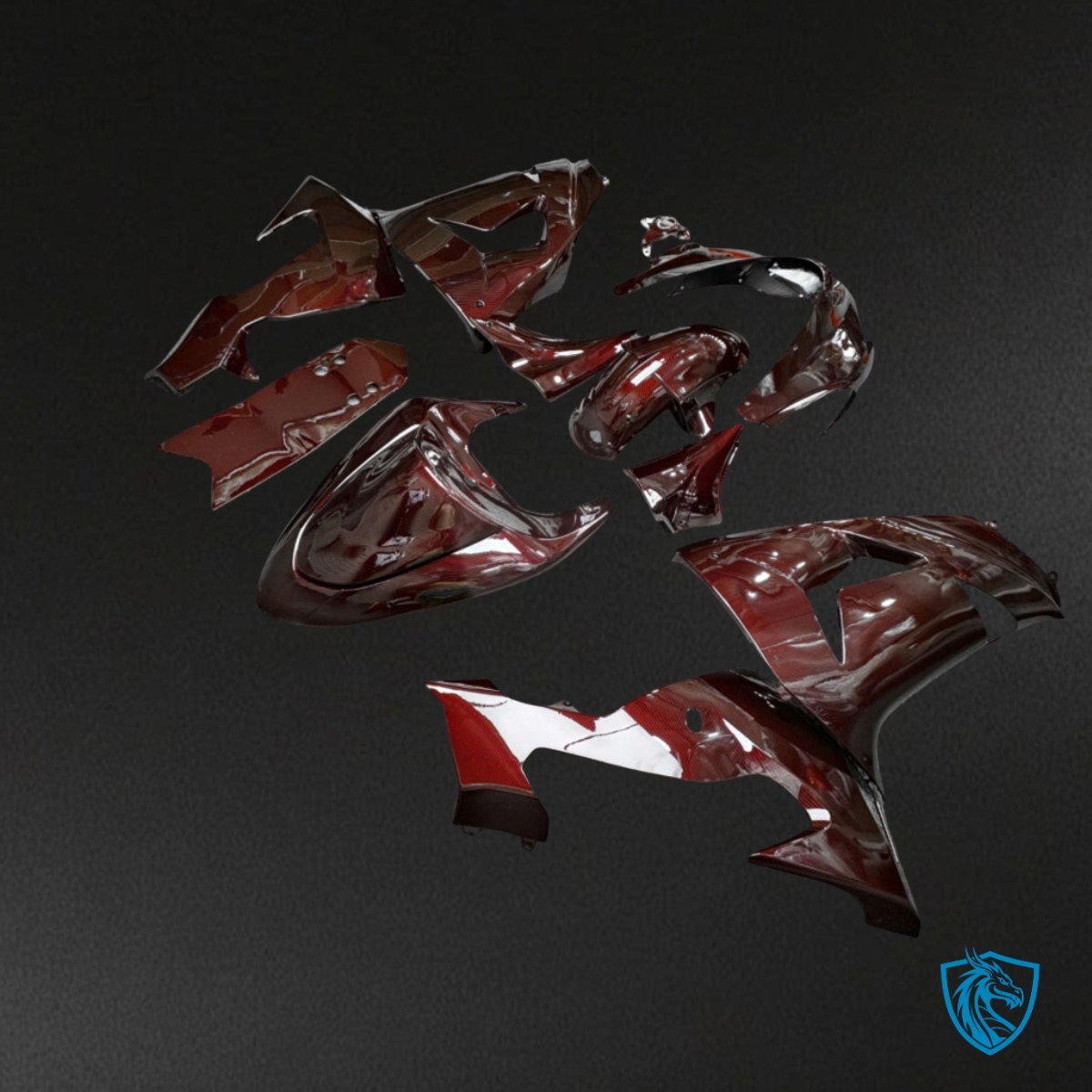 Kawasaki ZX10R (2006-2007) Gloss Red & White Carbon Fiber Style Fairing Kit | ABS Bodywork
