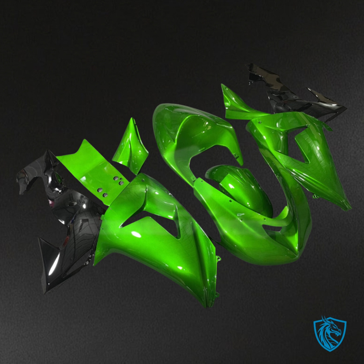 Kawasaki ZX10R (2006-2007) Gloss Reptile Green & Black - Custom ABS Fairing Kit