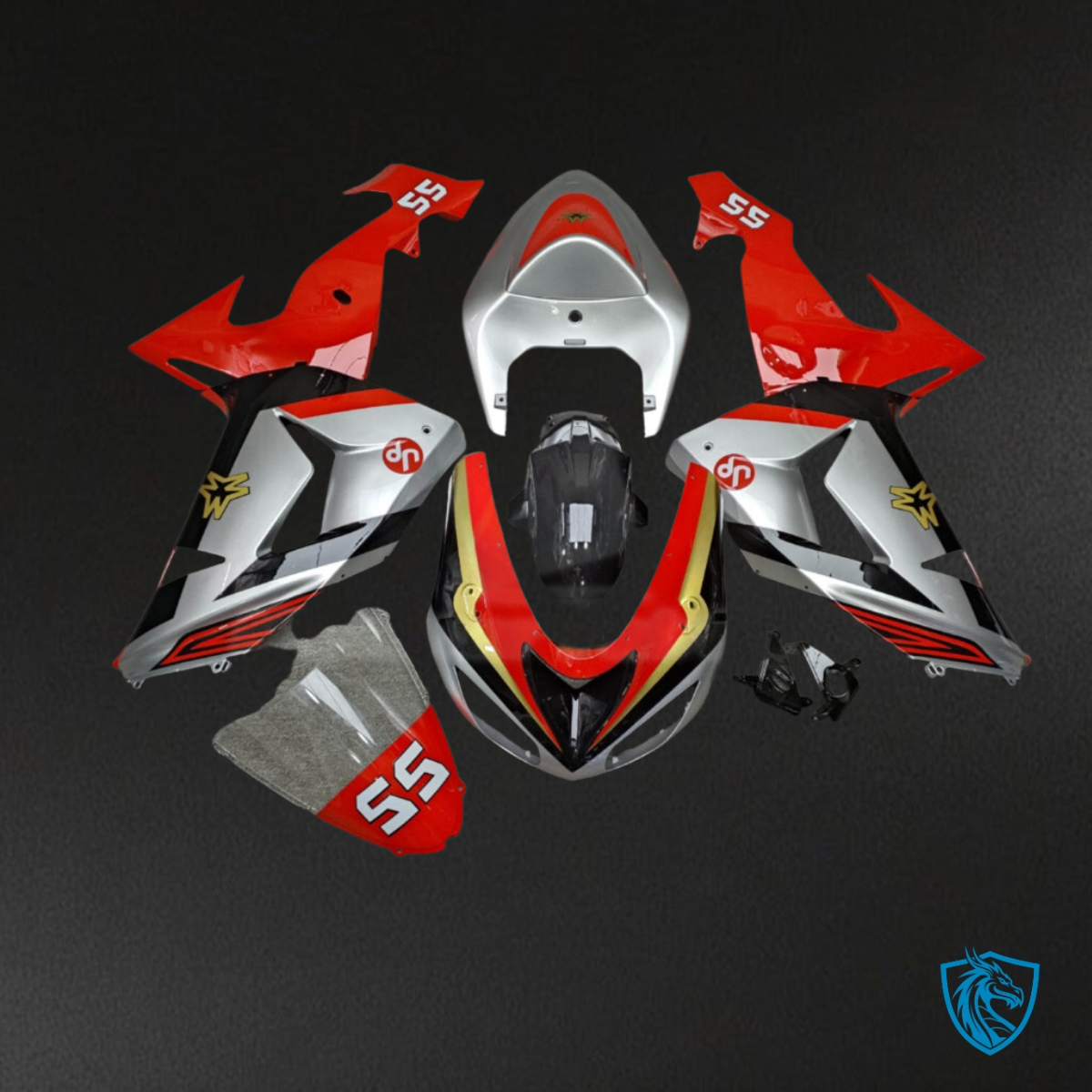 Kawasaki ZX10R (2006-2007) Gloss Silver, Red & Black - MERGEment Motorcycle Fairings Kit
