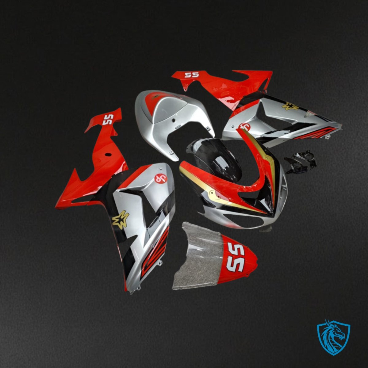 Kawasaki ZX10R (2006-2007) Gloss Silver, Red & Black - MERGEment Motorcycle Fairings Kit