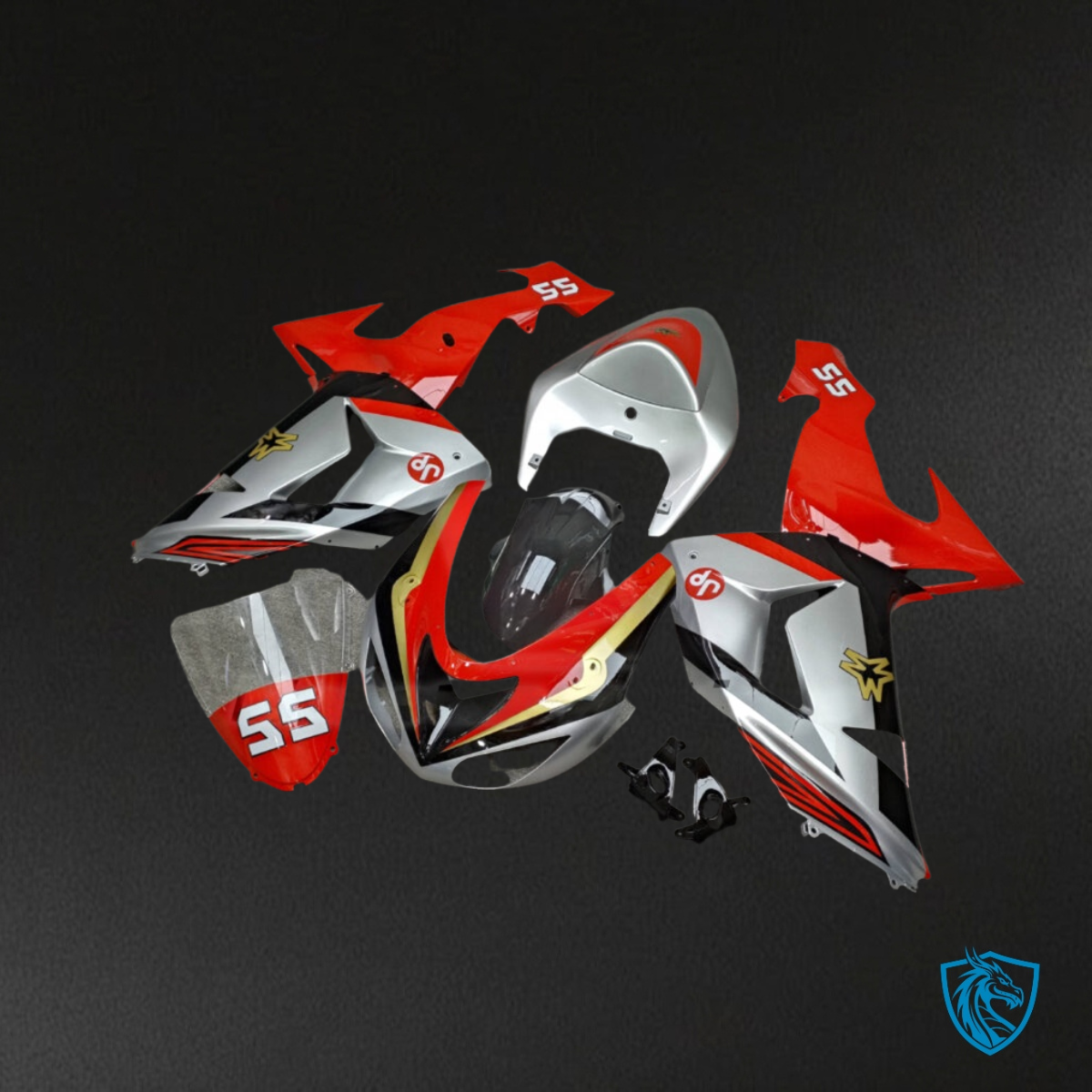 Kawasaki ZX10R (2006-2007) Gloss Silver, Red & Black - MERGEment Motorcycle Fairings Kit