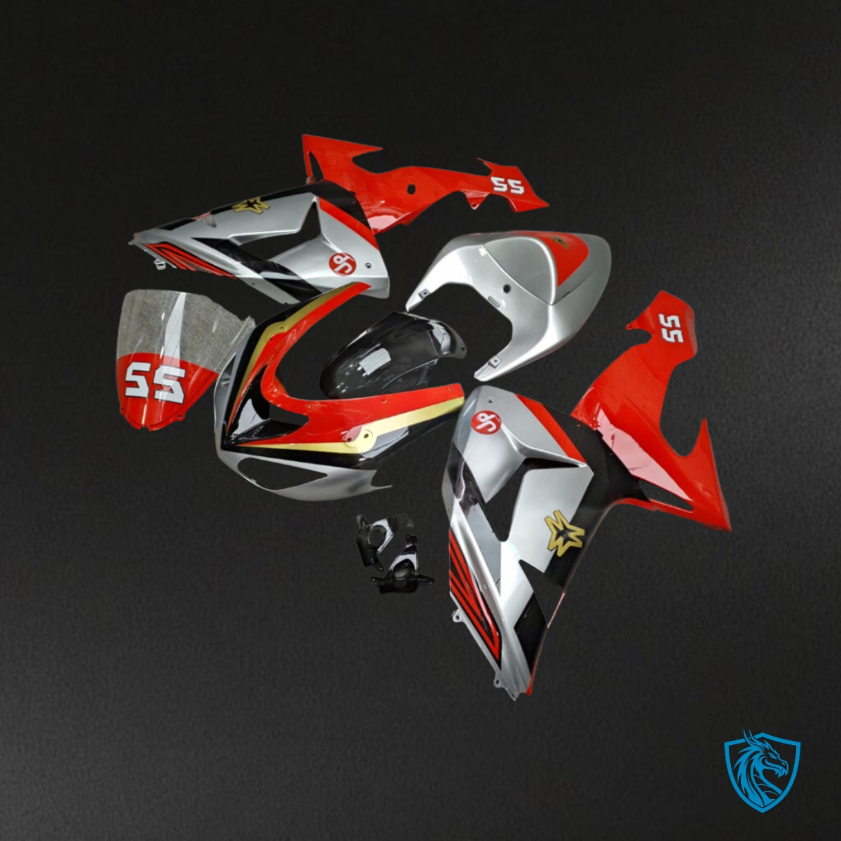 Kawasaki ZX10R (2006-2007) Gloss Silver, Red & Black - MERGEment Motorcycle Fairings Kit