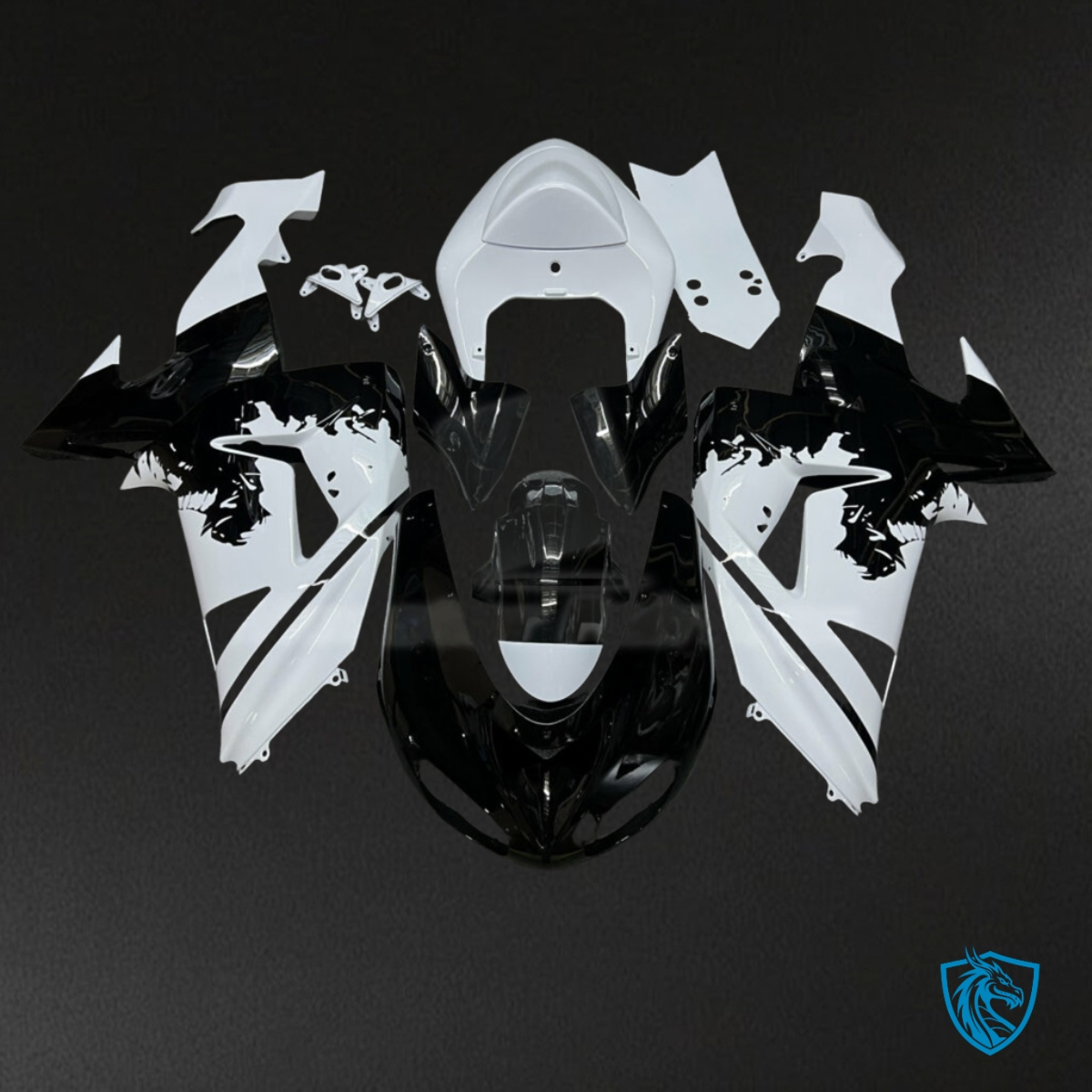 Kawasaki ZX10R (2006-2007) Gloss White & Black Knight Fairing Kit - Aftermarket ABS Bodywork
