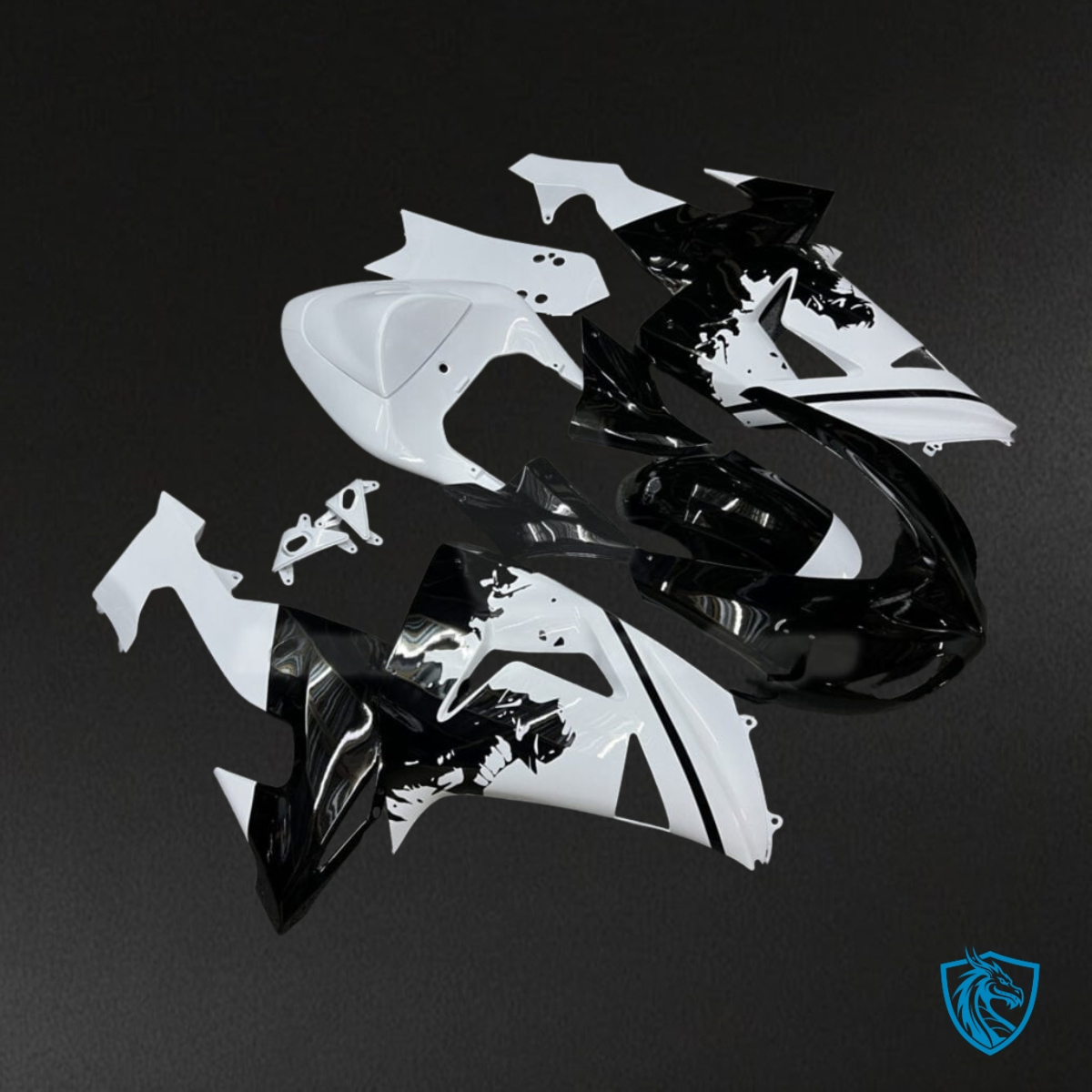 Kawasaki ZX10R (2006-2007) Gloss White & Black Knight Fairing Kit - Aftermarket ABS Bodywork
