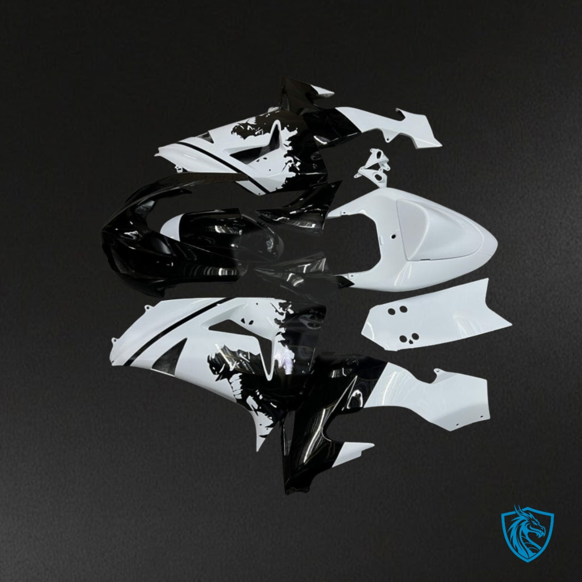 Kawasaki ZX10R (2006-2007) Gloss White & Black Knight Fairing Kit - Aftermarket ABS Bodywork