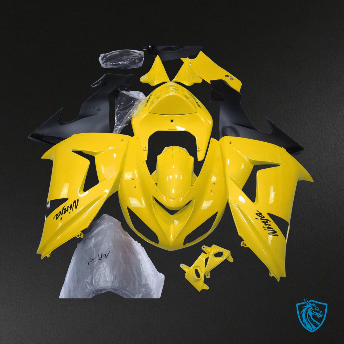 Kawasaki ZX10R (2006-2007) Gloss Yellow & Black - Custom ABS Fairing Kit