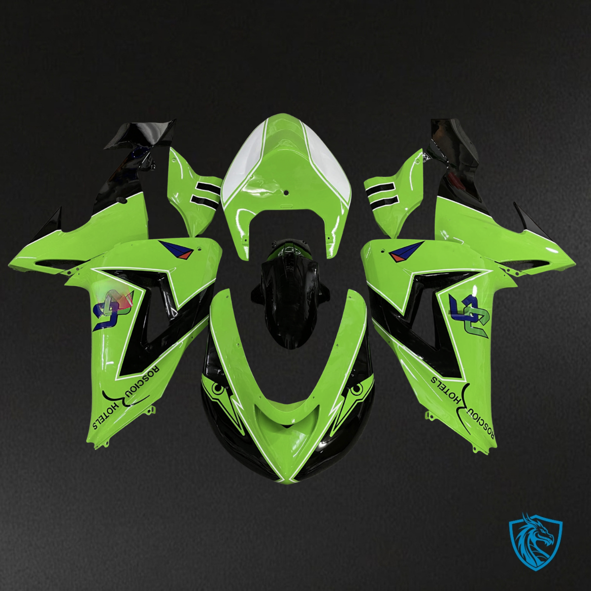 Kawasaki ZX10R (2006-2007) Green & Black Race Fairing Kit - Aftermarket ABS Bodywork
