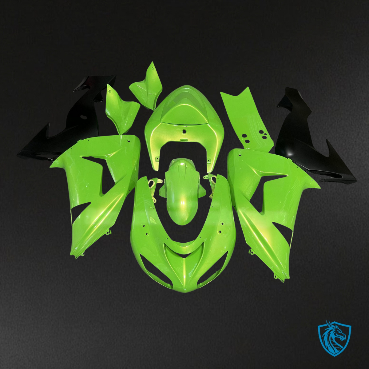 Kawasaki ZX10R (2006-2007) Lime Green & Black Fairing Kit - Aftermarket ABS Bodywork