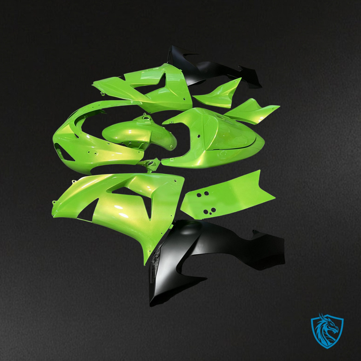 Kawasaki ZX10R (2006-2007) Lime Green & Black Fairing Kit - Aftermarket ABS Bodywork