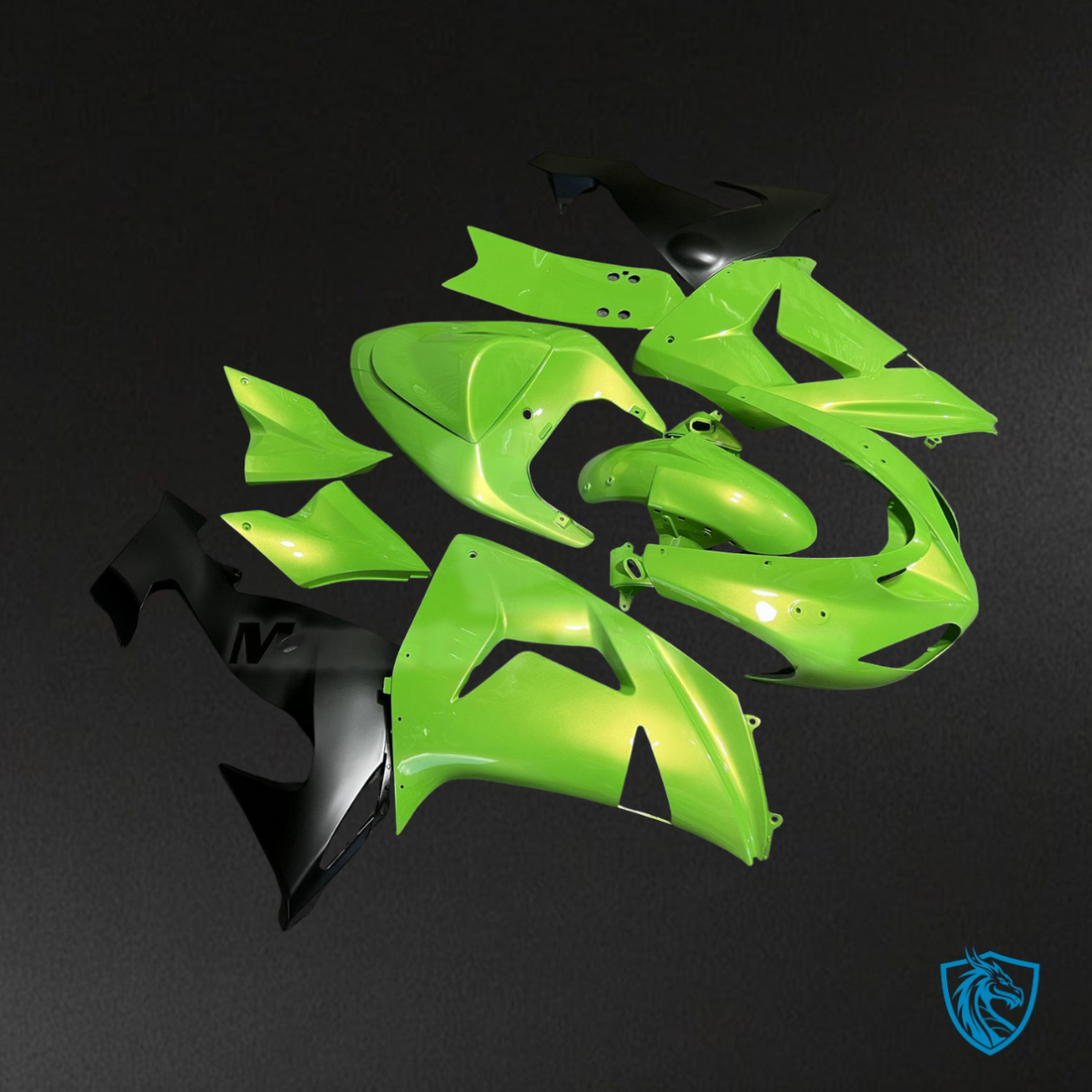 Kawasaki ZX10R (2006-2007) Lime Green & Black Fairing Kit - Aftermarket ABS Bodywork