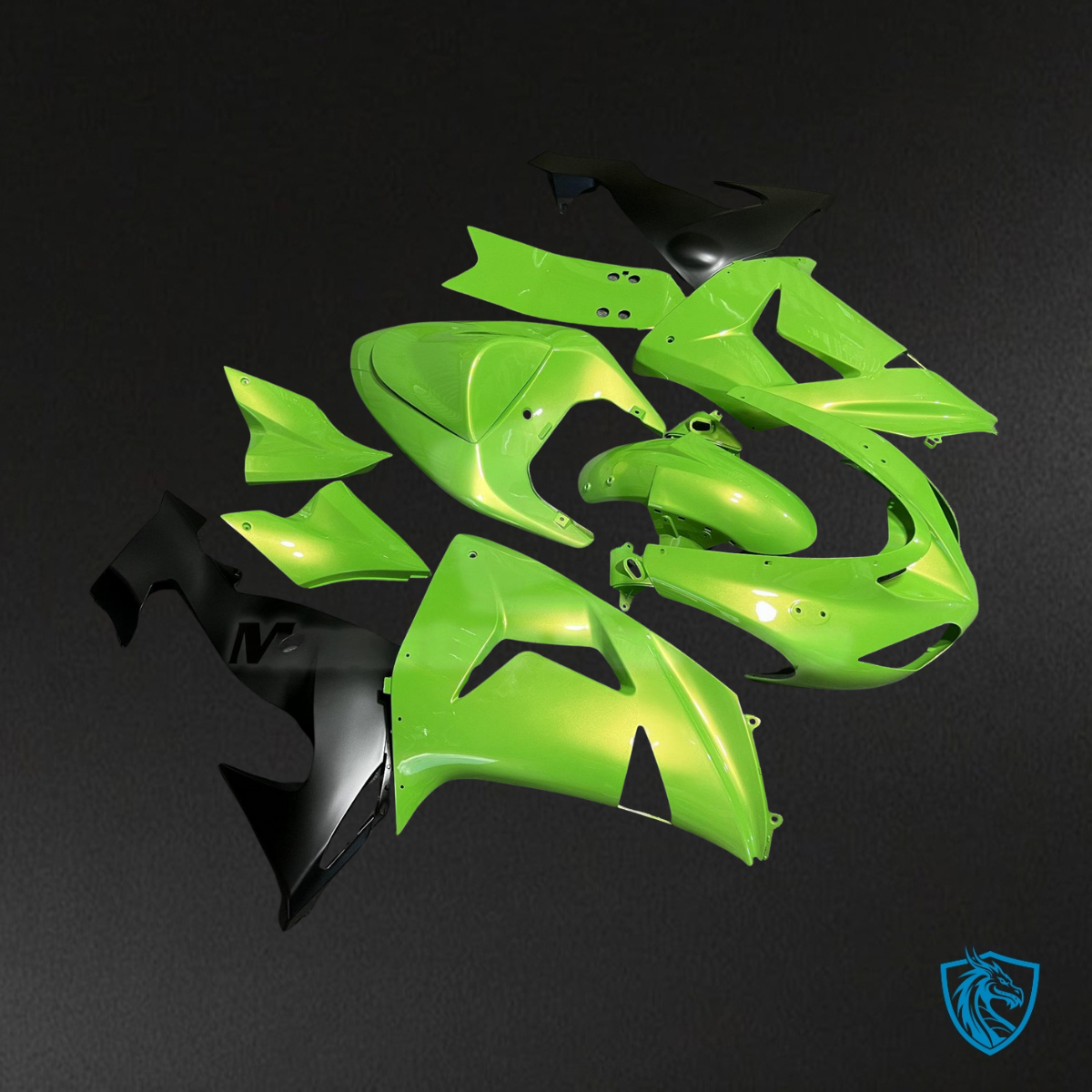 Kawasaki ZX10R (2006-2007) Lime Green & Black Fairing Kit - Aftermarket ABS Bodywork
