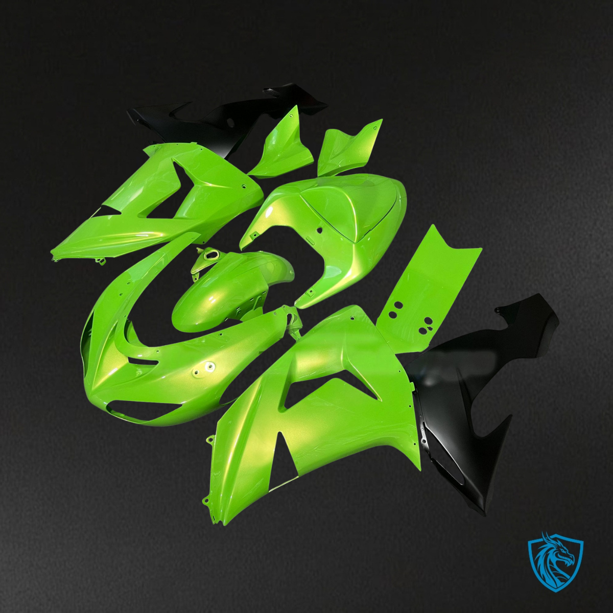 Kawasaki ZX10R (2006-2007) Lime Green & Black Fairing Kit - Aftermarket ABS Bodywork