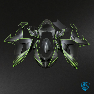 Kawasaki ZX10R (2006-2007) Matte Black & Green Fairing Kit - Aftermarket ABS Bodywork