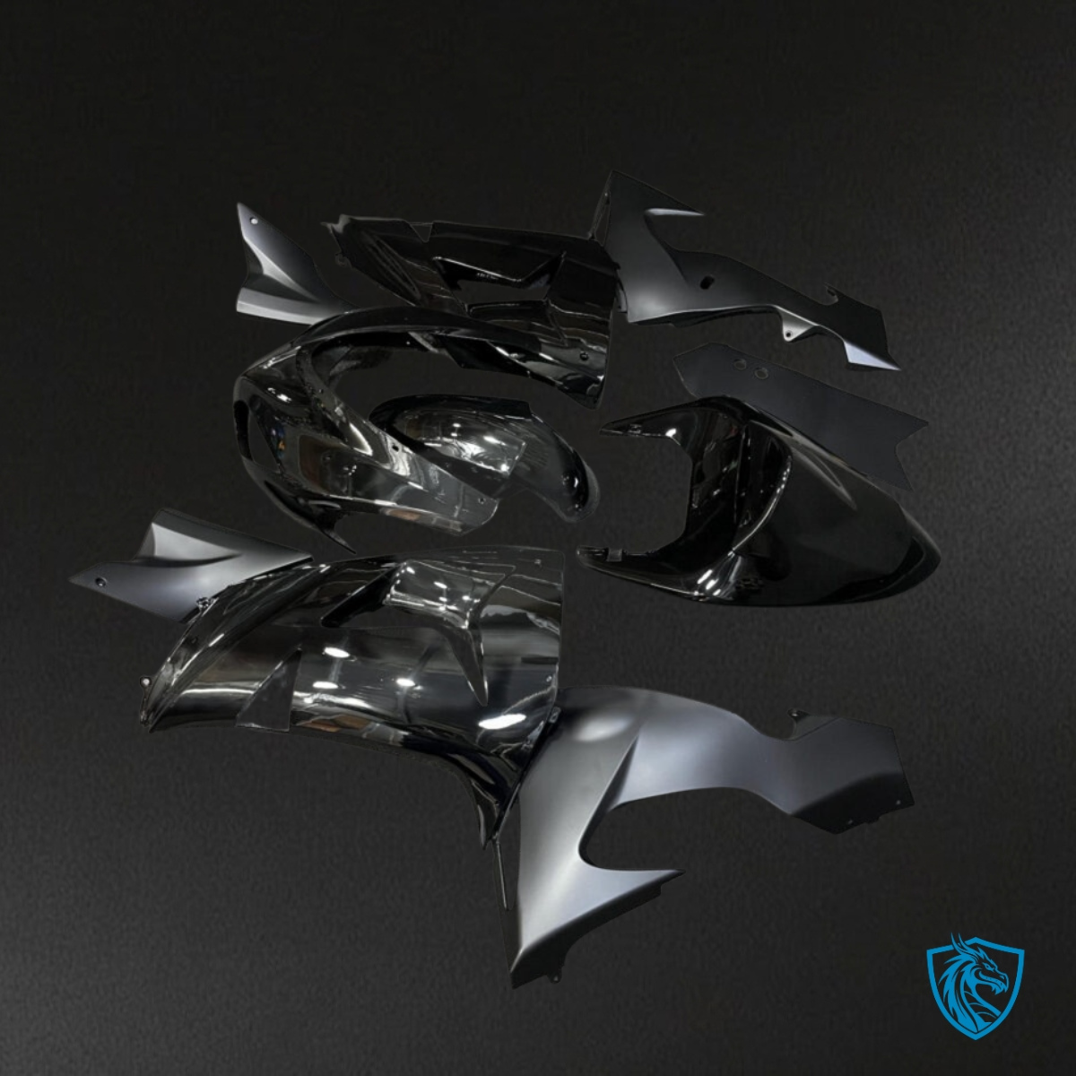 Kawasaki ZX10R (2006-2007) Gloss Black & Silver - MERGEment Motorcycle Fairings Kit