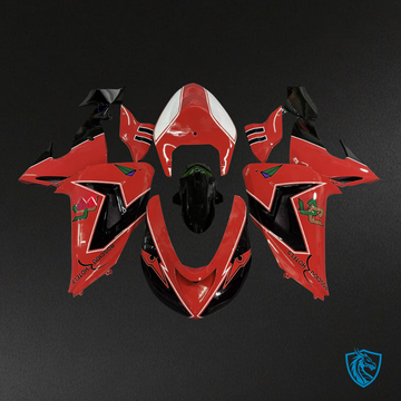 Kawasaki ZX10R (2006-2007) Red, Black & White Fairing Kit - Aftermarket ABS Bodywork