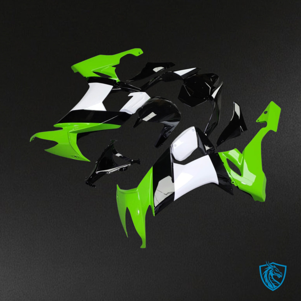Kawasaki ZX10R (2008-2010) Green, White & Black Fairing Kit - Aftermarket ABS Bodywork