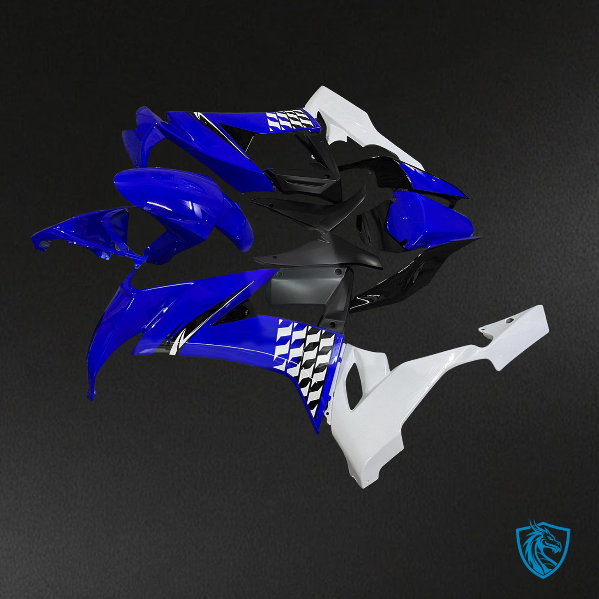 Kawasaki ZX10R (2008-2010) Gloss Blue, White & Black - Custom ABS Fairing Kit