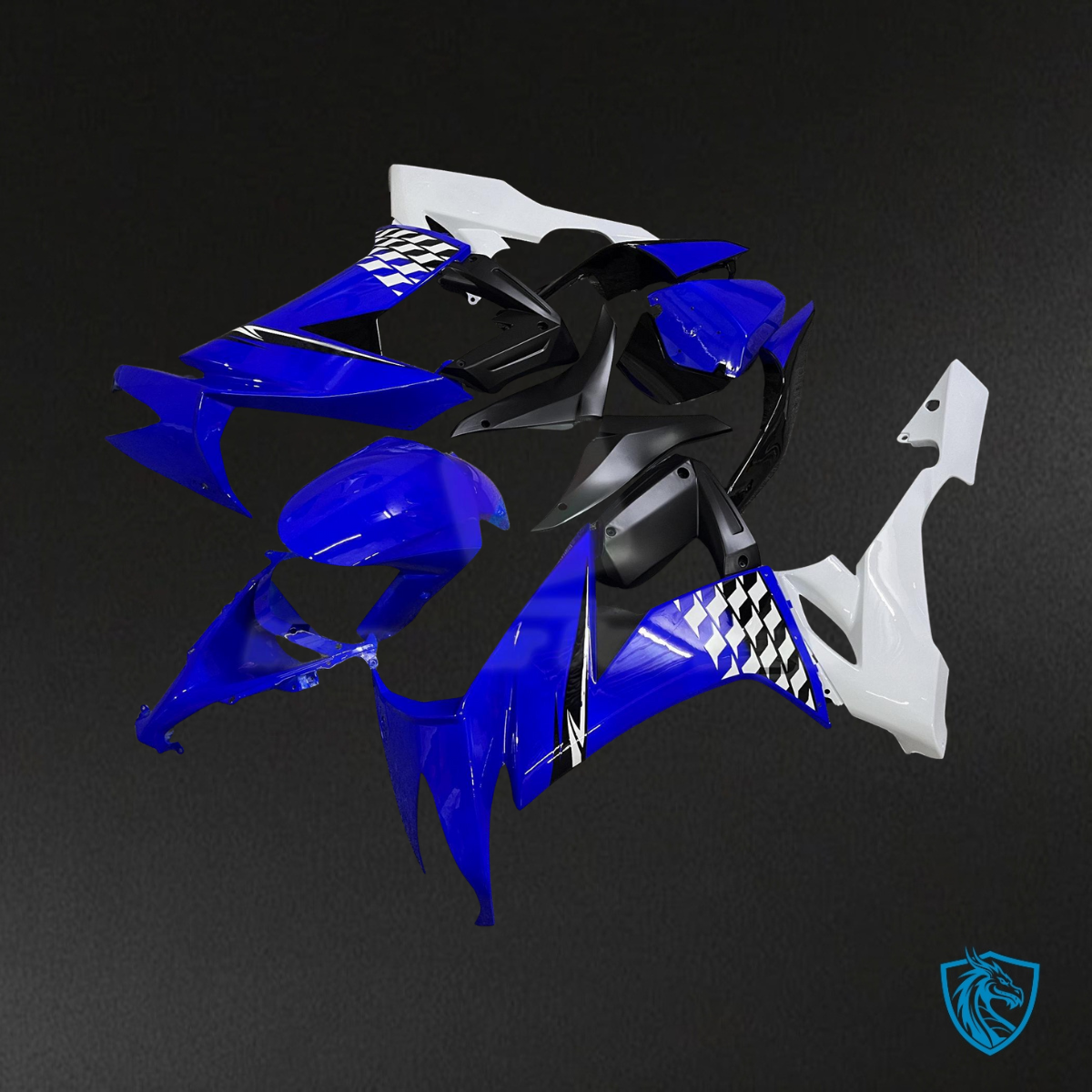 Kawasaki ZX10R (2008-2010) Gloss Blue, White & Black - Custom ABS Fairing Kit