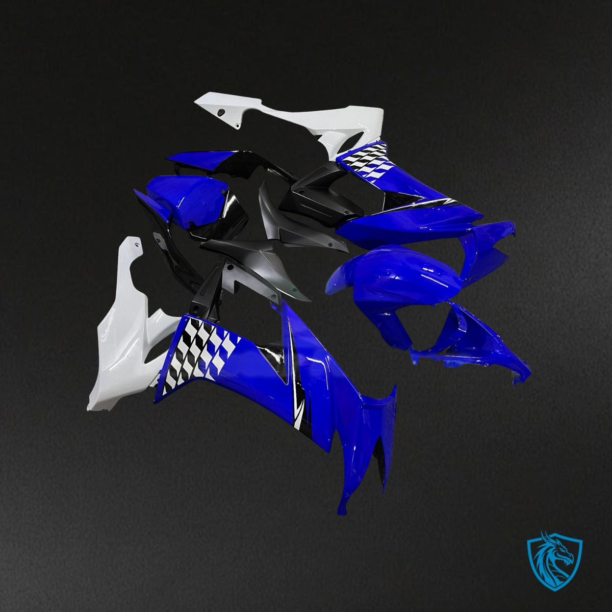 Kawasaki ZX10R (2008-2010) Gloss Blue, White & Black - Custom ABS Fairing Kit