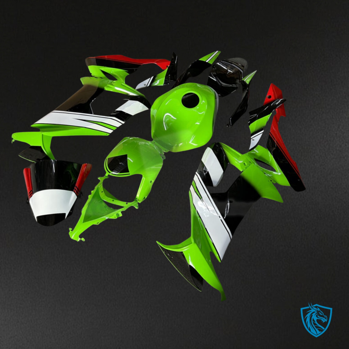 Kawasaki ZX10R (2008-2010) Gloss Green, Black & White - MERGEment Motorcycle Fairings Kit