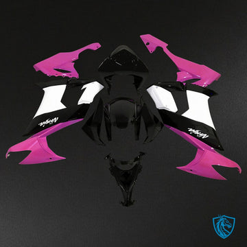 Kawasaki ZX10R (2008-2010) Gloss Pink, Black & White - Custom ABS Fairing Kit