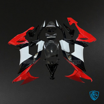 Kawasaki ZX10R (2008-2010) Gloss Red, Black & White Fairing Kit - Aftermarket ABS Bodywork