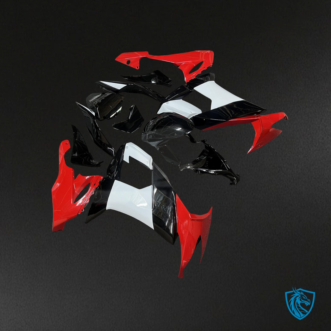 Kawasaki ZX10R (2008-2010) Gloss Red, Black & White Fairing Kit - Aftermarket ABS Bodywork