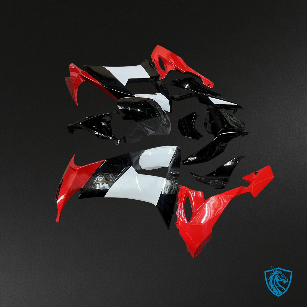 Kawasaki ZX10R (2008-2010) Gloss Red, Black & White Fairing Kit - Aftermarket ABS Bodywork