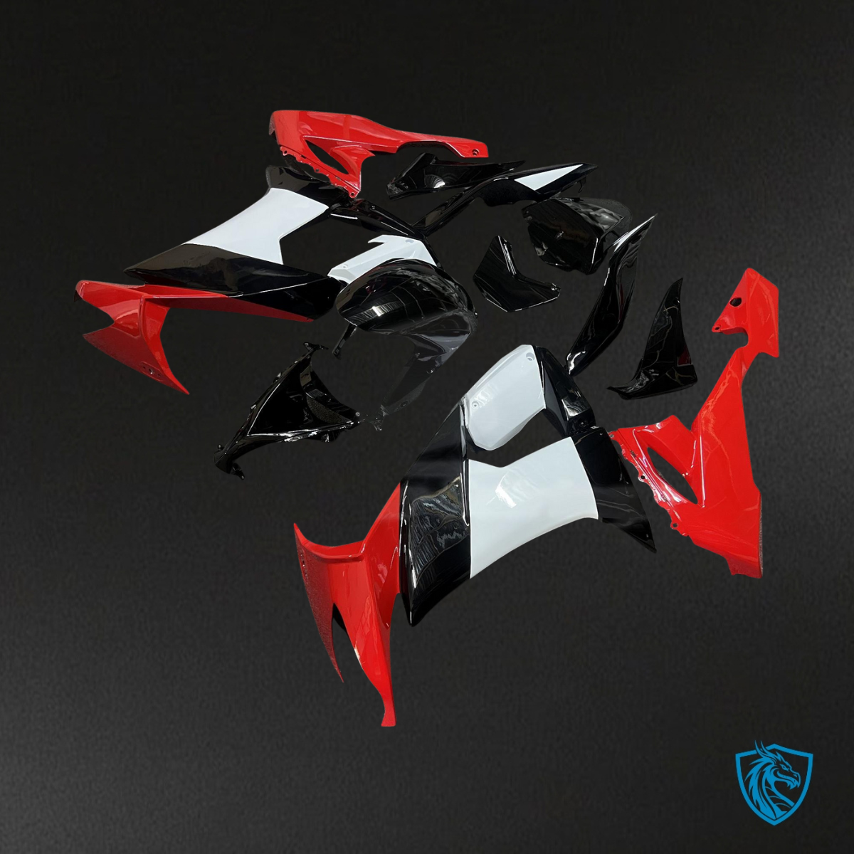 Kawasaki ZX10R (2008-2010) Gloss Red, Black & White Fairing Kit - Aftermarket ABS Bodywork