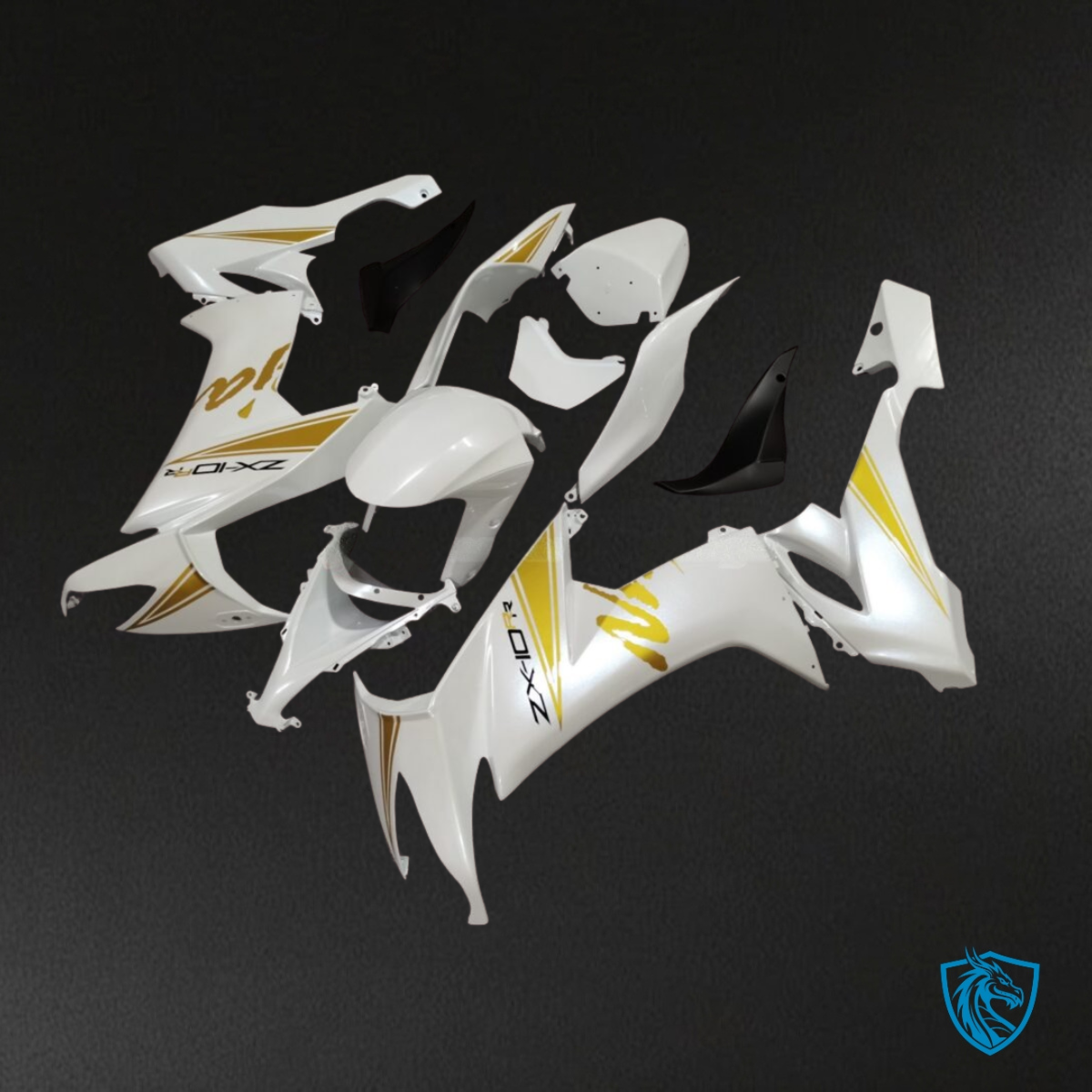 Kawasaki ZX10R (2008-2010) Pearl White & Gold - MERGEment Motorcycle Fairings Kit