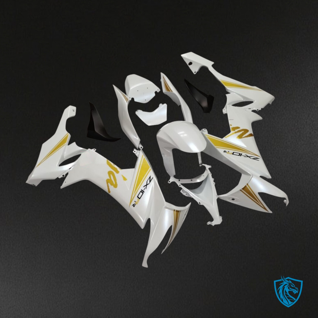 Kawasaki ZX10R (2008-2010) Pearl White & Gold - MERGEment Motorcycle Fairings Kit