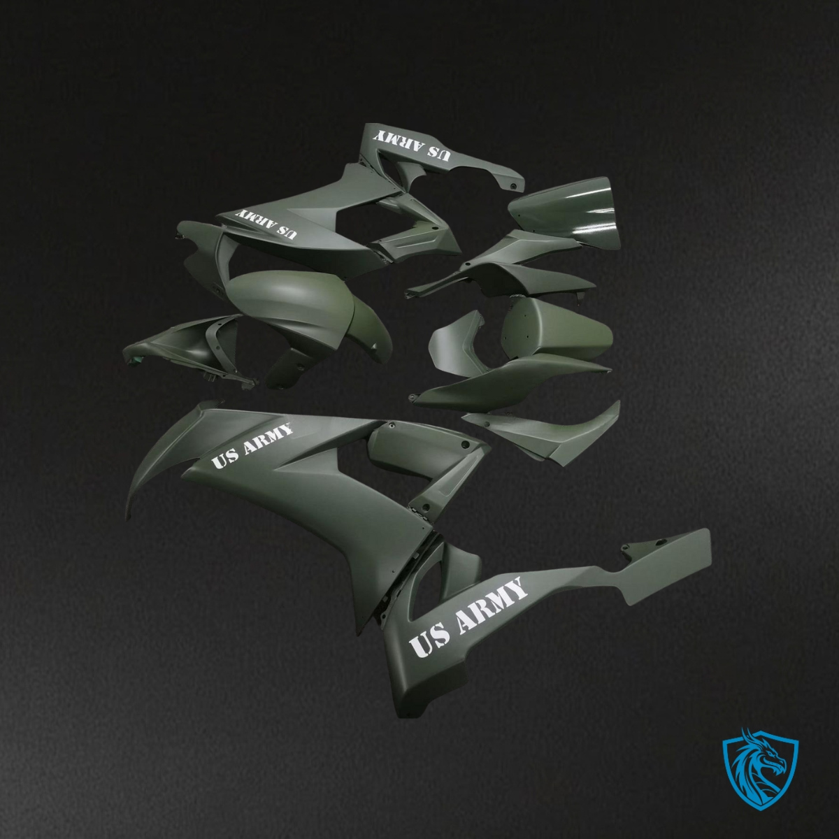 Kawasaki ZX10R (2008-2010) Army Matte Green Fairing Kit - Aftermarket ABS Bodywork