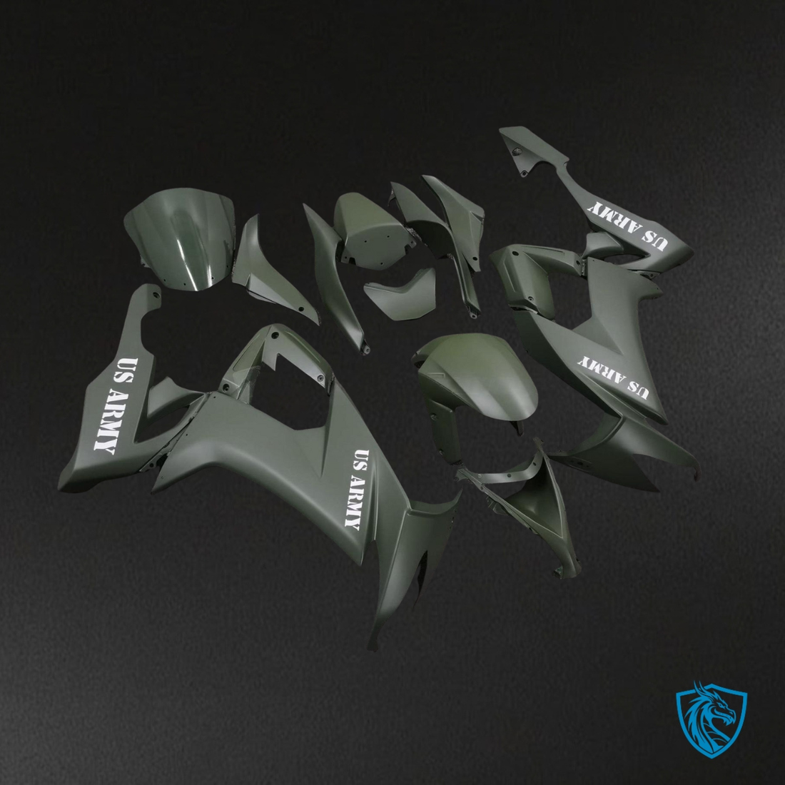 Kawasaki ZX10R (2008-2010) Army Matte Green Fairing Kit - Aftermarket ABS Bodywork