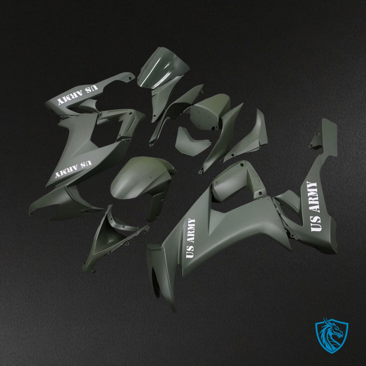 Kawasaki ZX10R (2008-2010) Army Matte Green Fairing Kit - Aftermarket ABS Bodywork
