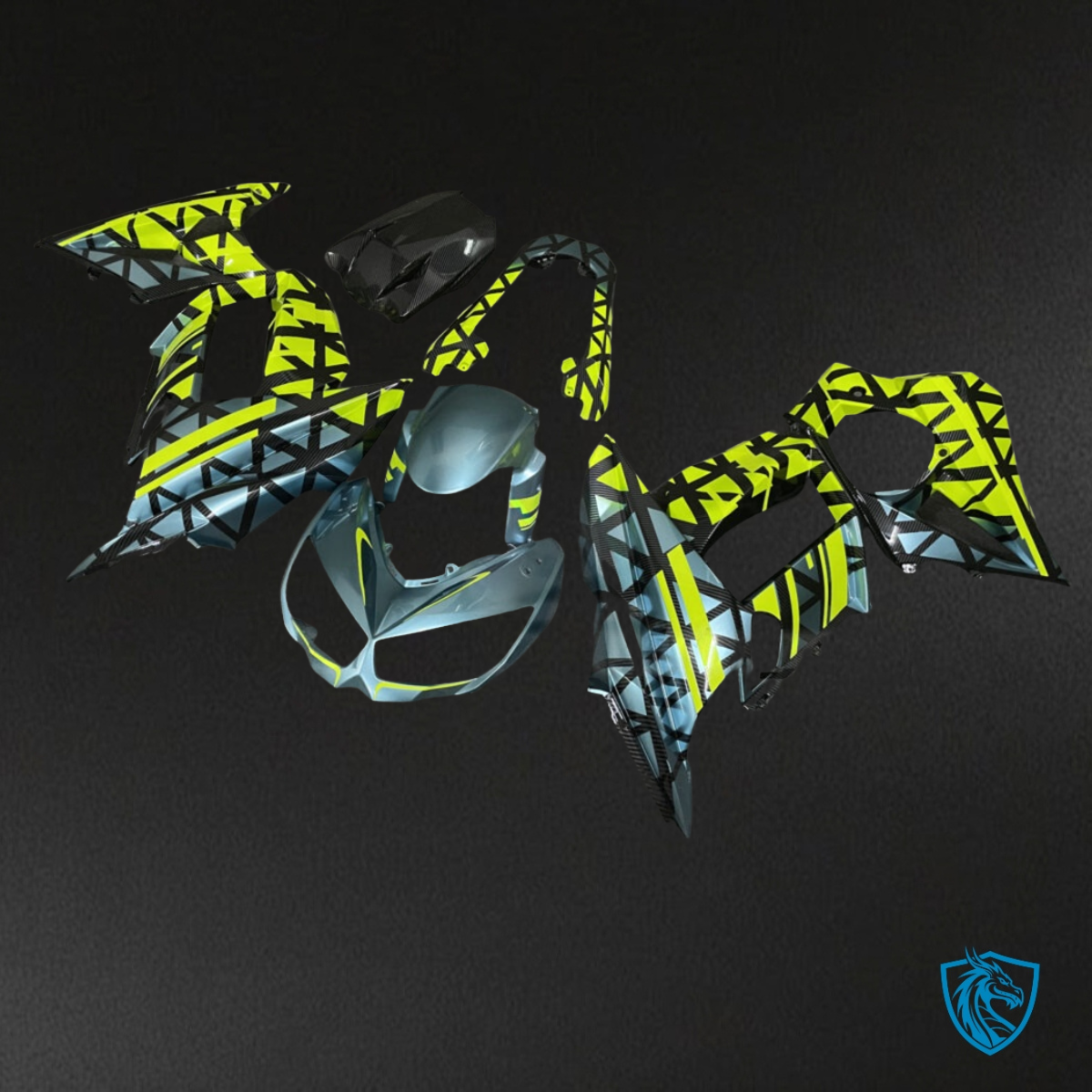 Kawasaki ZX10R (2011-2015) Blue & Yellow Carbon Fiber - MERGEment Motorcycle Fairings Kit