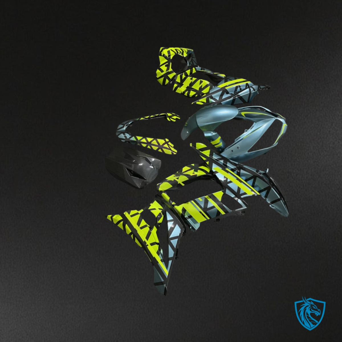 Kawasaki ZX10R (2011-2015) Blue & Yellow Carbon Fiber - MERGEment Motorcycle Fairings Kit