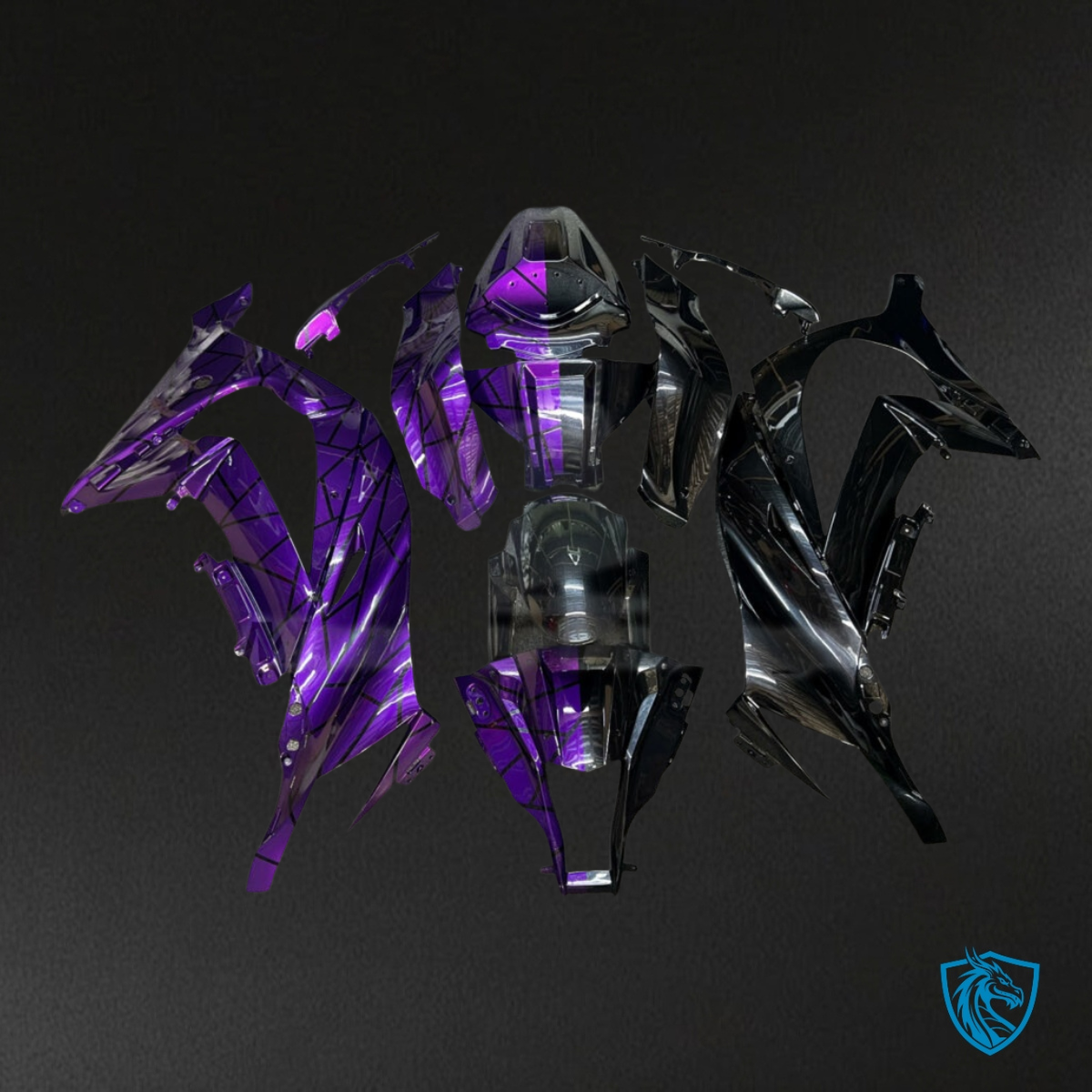 Kawasaki ZX10R (2011-2015) Gloss Purple & Black Split - MERGEment Motorcycle Fairings Kit