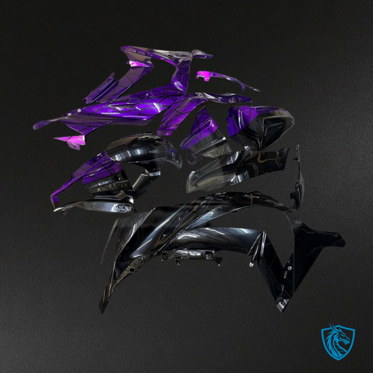 Kawasaki ZX10R (2011-2015) Gloss Purple & Black Split - MERGEment Motorcycle Fairings Kit