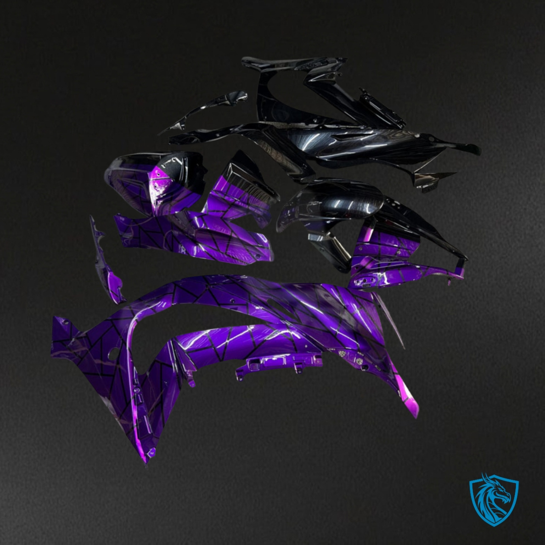 Kawasaki ZX10R (2011-2015) Gloss Purple & Black Split - MERGEment Motorcycle Fairings Kit