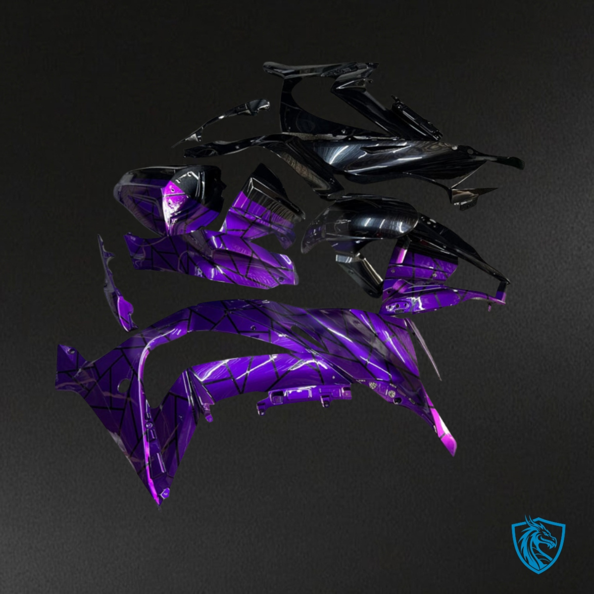 Kawasaki ZX10R (2011-2015) Gloss Purple & Black Split - MERGEment Motorcycle Fairings Kit