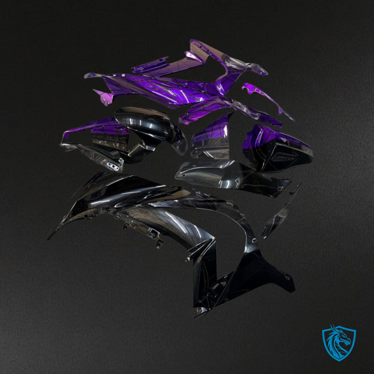 Kawasaki ZX10R (2011-2015) Gloss Purple & Black Split - MERGEment Motorcycle Fairings Kit