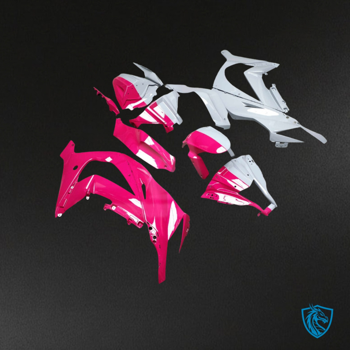 Kawasaki ZX10R (2011-2015) Gloss White & Pink Split Fairing Kit - Aftermarket ABS Bodywork