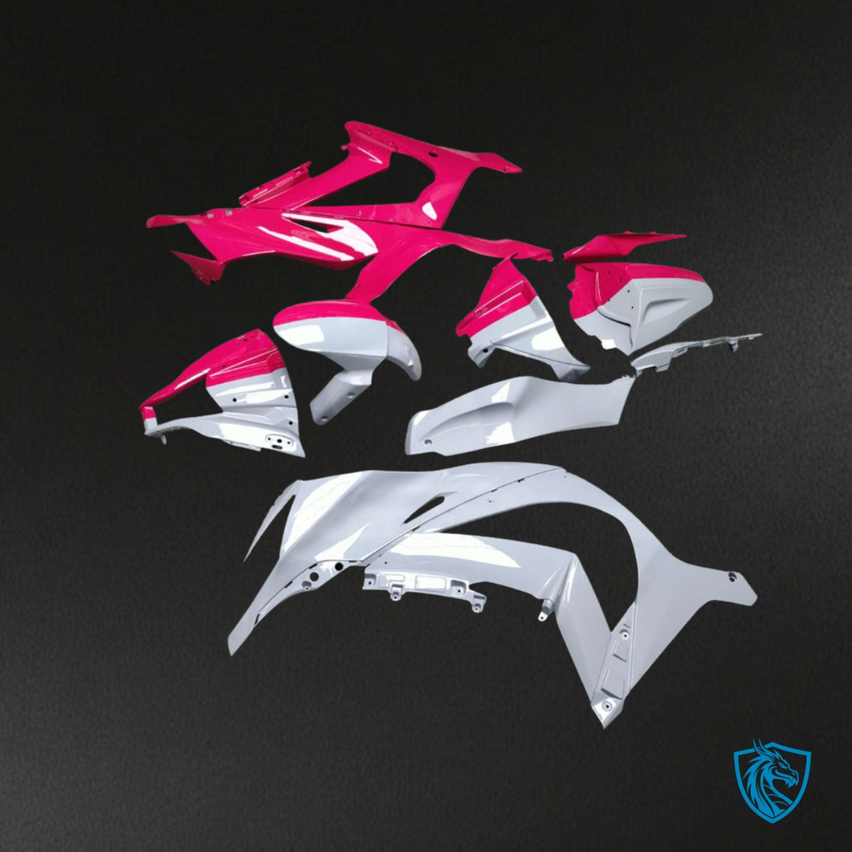 Kawasaki ZX10R (2011-2015) Gloss White & Pink Split Fairing Kit - Aftermarket ABS Bodywork