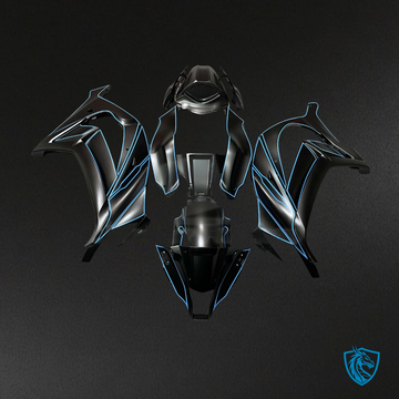 Kawasaki ZX10R (2011-2015) Matte Black & Light Blue Fairing Kit | ABS Bodywork