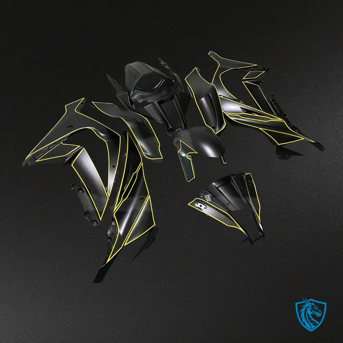 Kawasaki ZX10R (2011-2015) Matte Black & Yellow Fairing Kit | ABS Bodywork